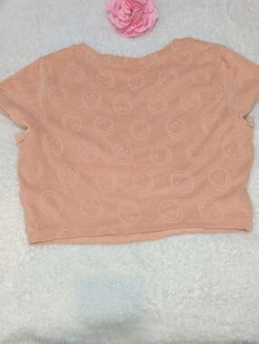 aerie Peach Tan Terrycloth Smiley Crop Top